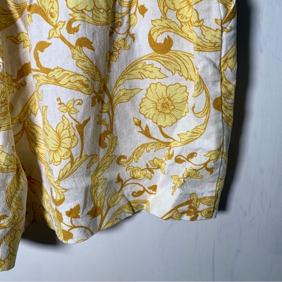 Maison d'Amelie Paris  shorts  Sz 10 linen blend  yellow white belt pleated - Picture 7 of 13
